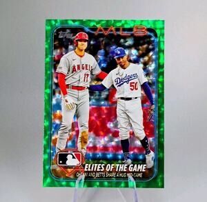 2024 Topps Chrome Elites Of The Game Ohtani/Betts #138 Green Crackle SP 327/499